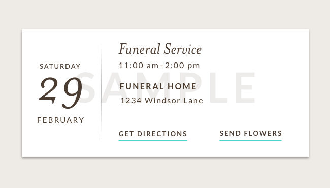 Service card of an upcoming service