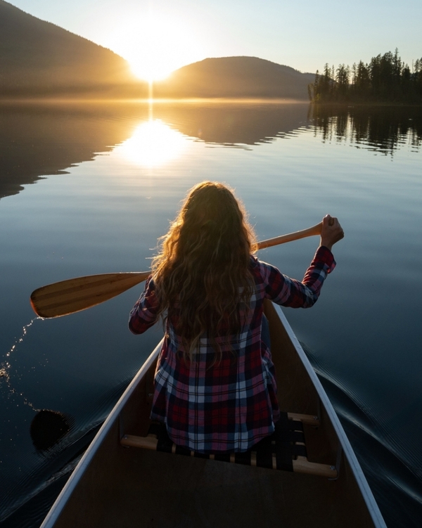 woman in canoe